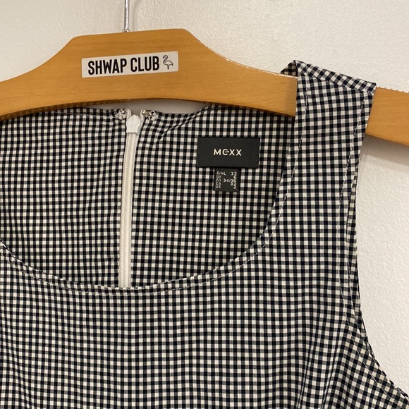 MEXX vintage gingham black white hourglass dress - Picture 2 of 3